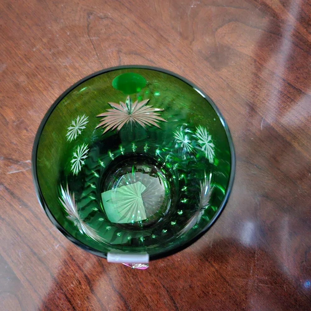 WATERFORD CRYSTAL GREEN SNOWFLAKE WISHES DOF WHISKEY CHRISTMAS GLASS TUMBLER